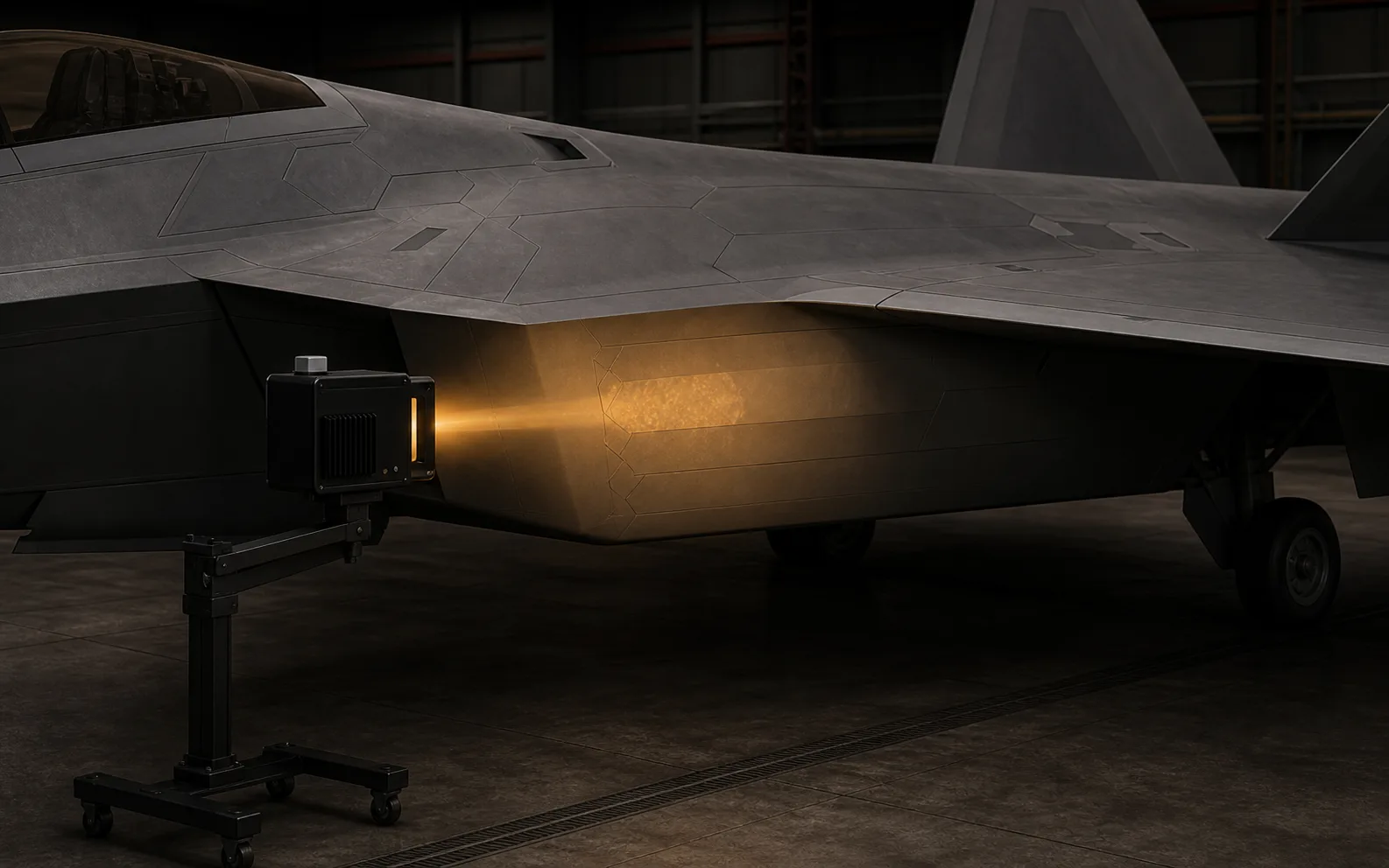 PhaseTrace scanner inspecting the side surface of a stealth aircraft coating